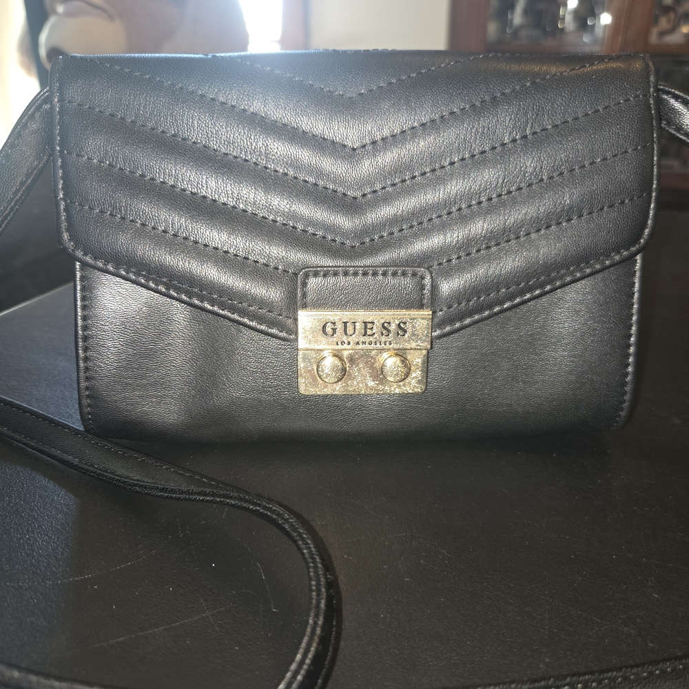 GUESS Black Chevron Crossbody Bag